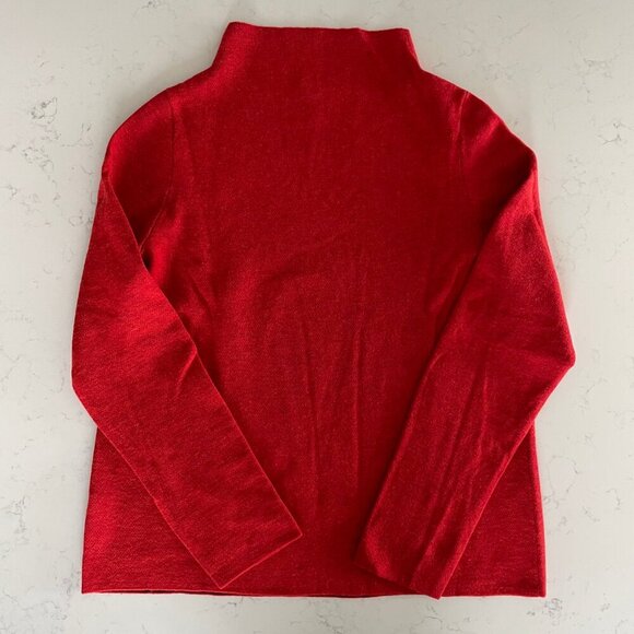 Eileen Fisher Funnel Neck LS Minimalist Merino Wool Blend Sweater Red Sz S - Picture 7 of 10